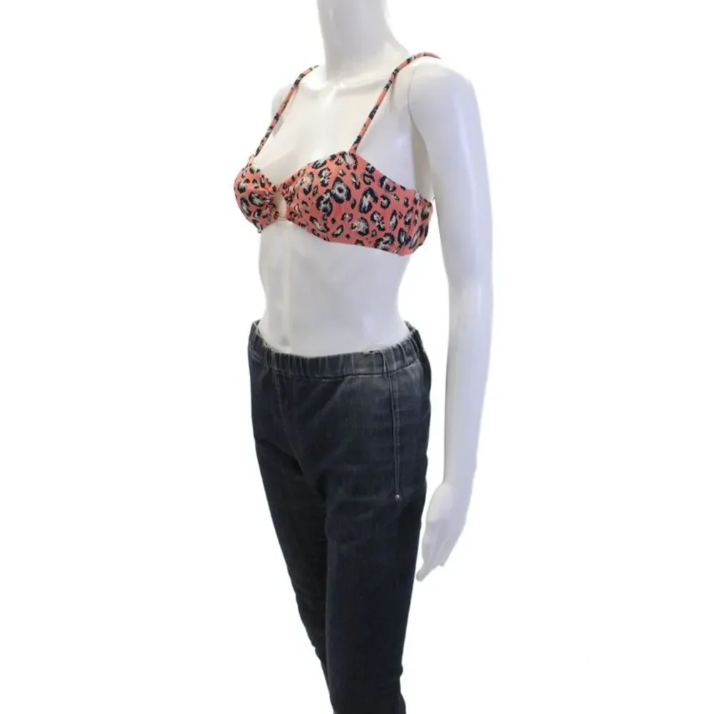 Suboo Womens Swimwear Stretch Animal Print Bandeau Bikini Top Pink Size XS